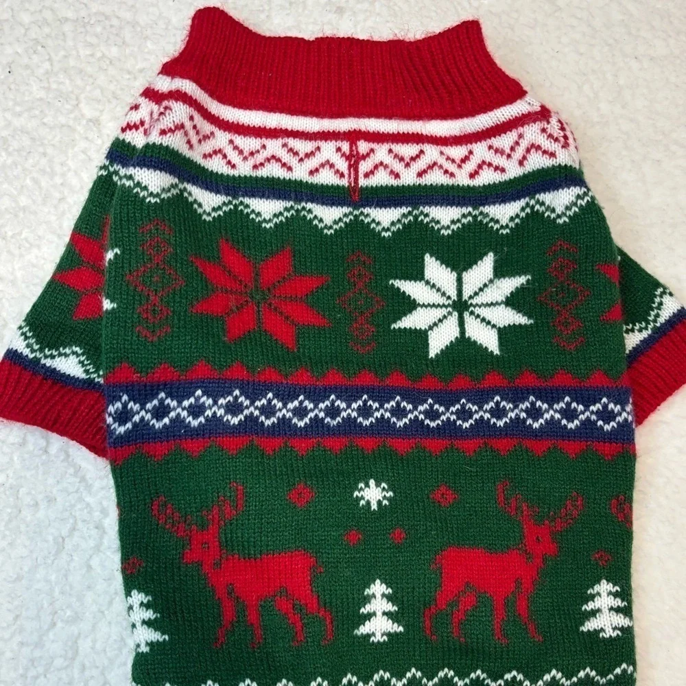 Embroider Pet Dog Ugly Christmas Sweater Knit Warm Full Body
